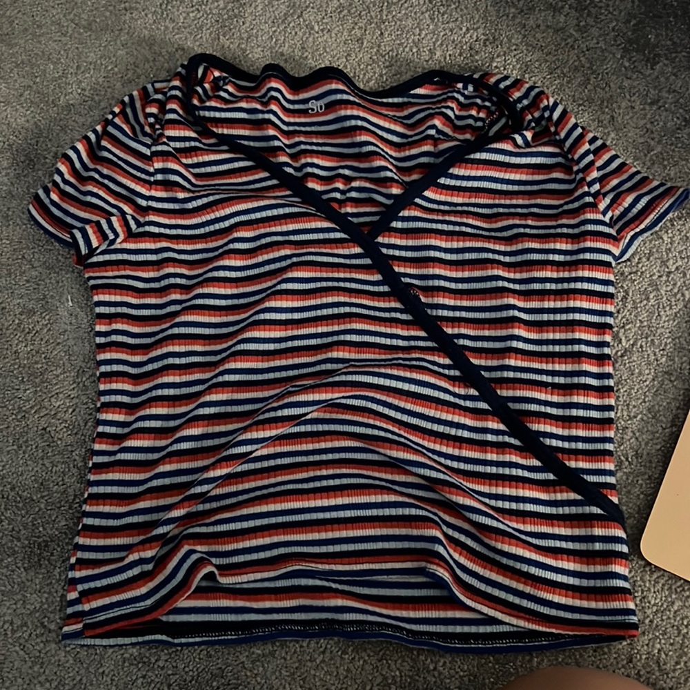 red white and blue striped crop top